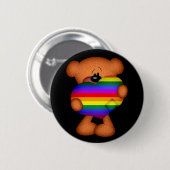 Badge Rond 5 Cm Pride Coeur Teddy Ours (Devant & derrière)