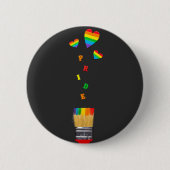 Badge Rond 5 Cm Pride peinte Coeurs arc-en-ciel brosse (Devant)
