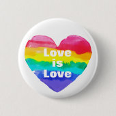 Badge Rond 5 Cm Pride Rainbow Love is Love Heart White (Devant)