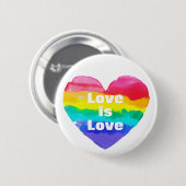 Badge Rond 5 Cm Pride Rainbow Love is Love Heart White (Devant & derrière)