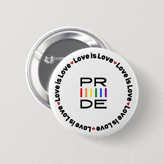 Badge Rond 5 Cm Pride Rainbow Text avec amour est amour (Devant & derrière)