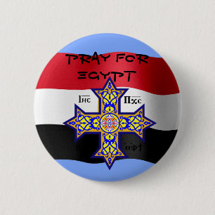 Badge Rond 5 Cm Priez pour la croix copte de l'Egypte - donnera le