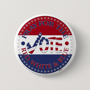 Badge Rond 5 Cm Priez Pour Le Rouge, Blanc Bleu États-Unis Cochez
