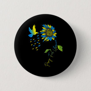 Badge Rond 5 Cm Priez pour le tournesol du drapeau ukrainien Ukrai