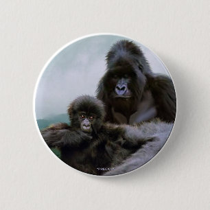 Badge Rond 5 Cm Primate "PRECIOUS" - Boutons de gorille de montagn