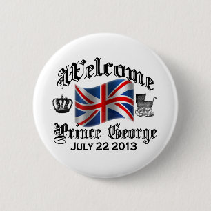 Badge Rond 5 Cm Prince bienvenu George le 22 juillet