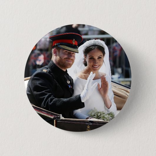 Badge Rond 5 Cm Prince Harry et Meghan Markle Mariage royal (Devant)