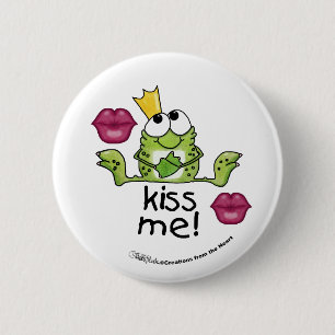 Badge Rond 5 Cm Prince Kiss Me de grenouille