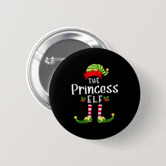 Badge Rond 5 Cm Princess Christmas Elf Matching Pajama X-mas Party (Devant & derrière)