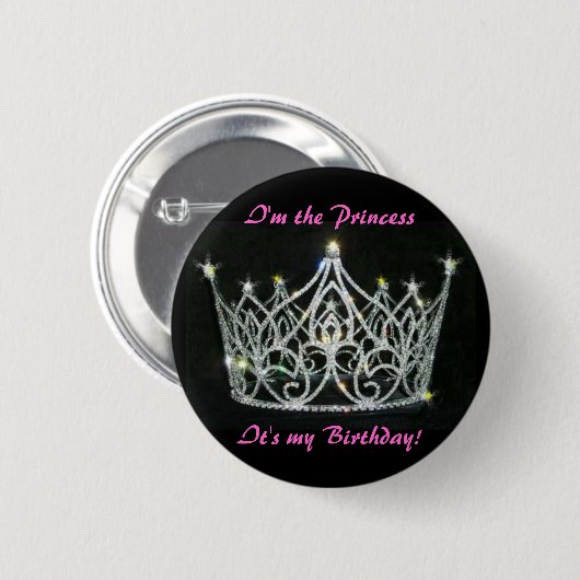 BADGE ROND 5 CM PRINCESS NIP D'ANNIVERSAIRE (Devant & derrière)