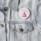 Badge Rond 5 Cm Princess Pink Castle Cake and Wand (En situation)