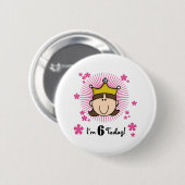 Badge Rond 5 Cm Princesse 6ème anniversaire de brune (Devant & derrière)