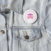 Badge Rond 5 Cm Princesse Anniversaire rose et violet (En situation)