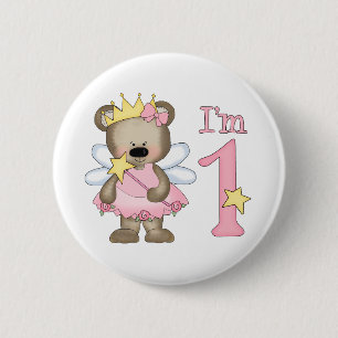 Badge Rond 5 Cm Princesse Bear 1er anniversaire