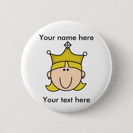 BADGE ROND 5 CM PRINCESSE CUSTOMISÉE BLOND (Devant)