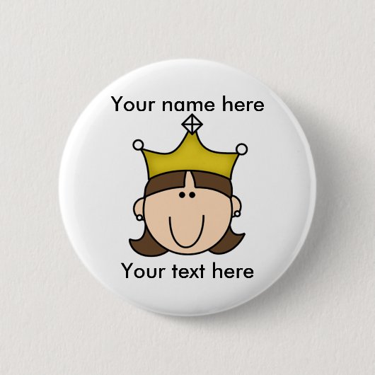 BADGE ROND 5 CM PRINCESSE CUSTOMISÉE BROWN (Devant)