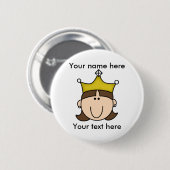 BADGE ROND 5 CM PRINCESSE CUSTOMISÉE BROWN (Devant & derrière)