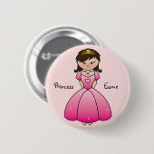 Badge Rond 5 Cm Princesse dans le bouton nommé rose (Devant & derrière)