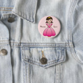 Badge Rond 5 Cm Princesse dans le bouton nommé rose (En situation)