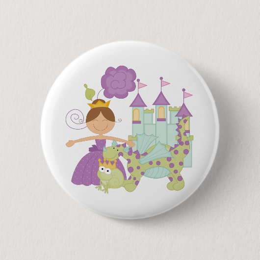 Badge Rond 5 Cm Princesse de brune (Devant)