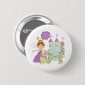 Badge Rond 5 Cm Princesse de brune (Devant & derrière)