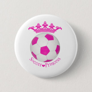 Badge Rond 5 Cm Princesse de football, balle de football rose