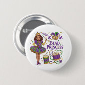 Badge Rond 5 Cm Princesse de Perles - Mardi Gras (Devant & derrière)
