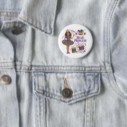 Badge Rond 5 Cm Princesse de Perles - Mardi Gras