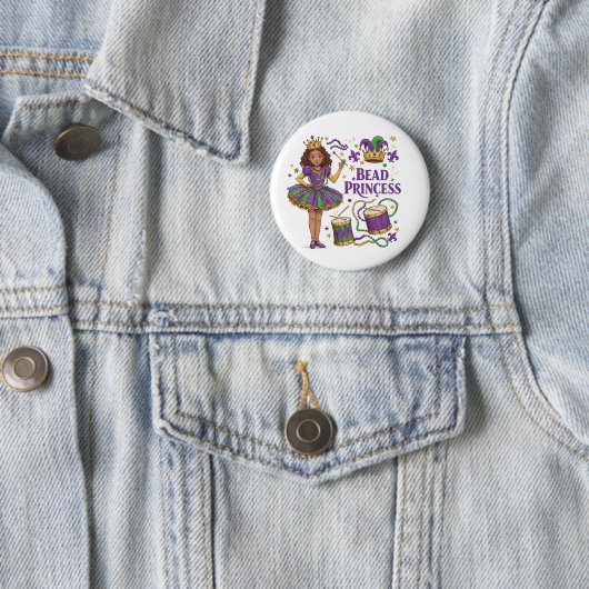 Badge Rond 5 Cm Princesse de Perles - Mardi Gras (En situation)