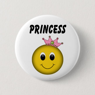 Badge Rond 5 Cm Princesse face avec couronne