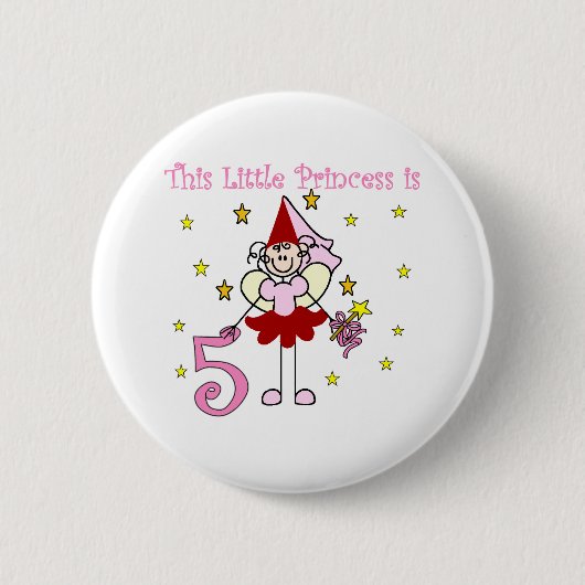 Badge Rond 5 Cm Princesse féerique 5ème anniversaire (Devant)