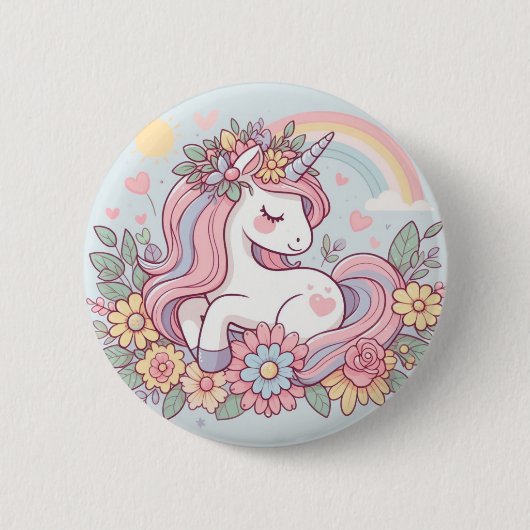 Badge Rond 5 Cm Princesse Fleur (Devant)