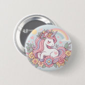 Badge Rond 5 Cm Princesse Fleur (Devant & derrière)