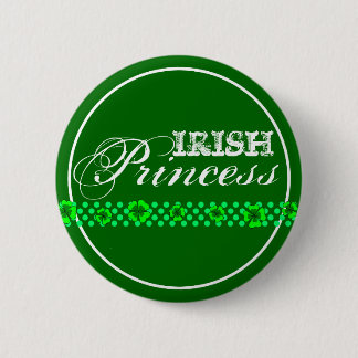 Badge Rond 5 Cm Princesse irlandaise Green Shamrocks