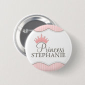 Badge Rond 5 Cm Princesse Party Personalized Crown Button (Devant & derrière)