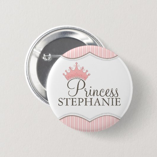 Badge Rond 5 Cm Princesse Party Personalized Crown Button (Devant & derrière)
