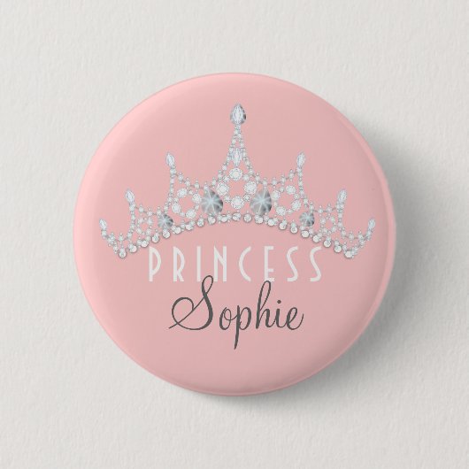 Badge Rond 5 Cm Princesse Party Personalized Tiara Button (Devant)