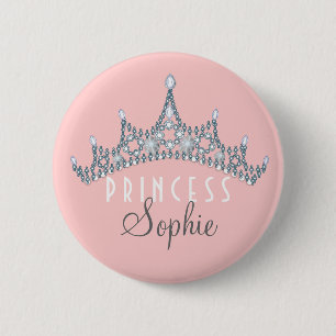 Badge Rond 5 Cm Princesse Party Personalized Tiara Button