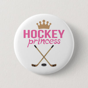 Badge Rond 5 Cm Princesse Pink Sticks d'hockey de filles