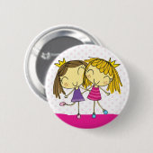 Badge Rond 5 Cm Princesse rose d'amis (Devant & derrière)