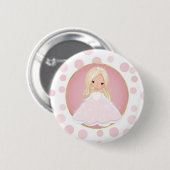 Badge Rond 5 Cm Princesse rose de Blonde (Devant & derrière)