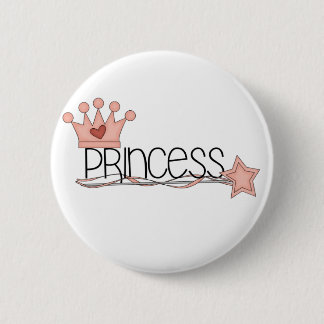 Badge Rond 5 Cm Princesse rose de couronne et de baguette magique