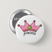 Badge Rond 5 Cm Princesse rose de diadème (Devant & derrière)