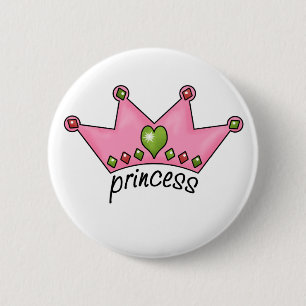 Badge Rond 5 Cm Princesse rose de diadème