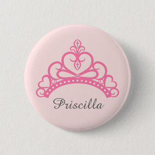 Badge Rond 5 Cm Princesse rose élégante Tiara, couronne pour des