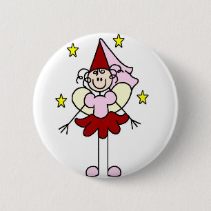 Badge Rond 5 Cm Princesse rouge/rose Stick Figure Button