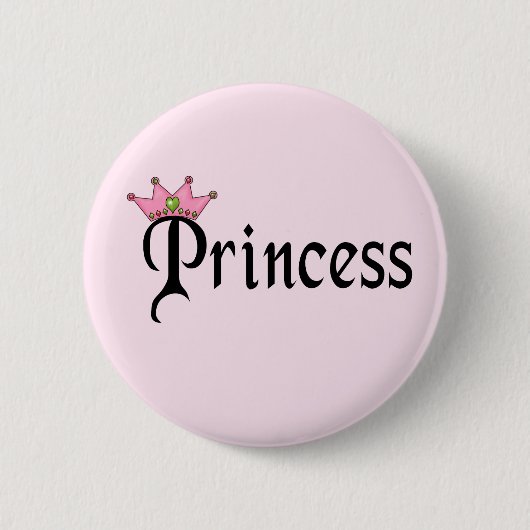 Badge Rond 5 Cm Princesse Texte avec Couronne (Devant)