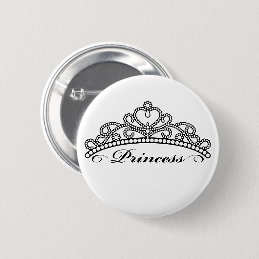 Badge Rond 5 Cm Princesse Tiara Button (Devant & derrière)