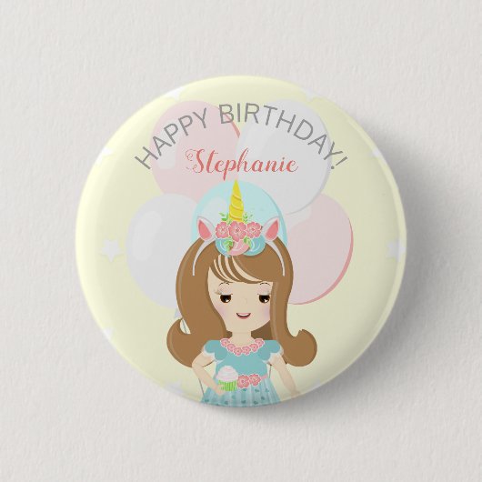 Badge Rond 5 Cm Princesse Unicorn (Devant)