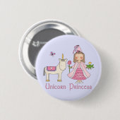 Badge Rond 5 Cm Princesse Unicorn (Devant & derrière)